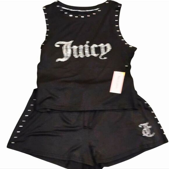 Juicy Couture Studded Rhinestone Logo Tank & Short PJ Set - Picture 3 of 7